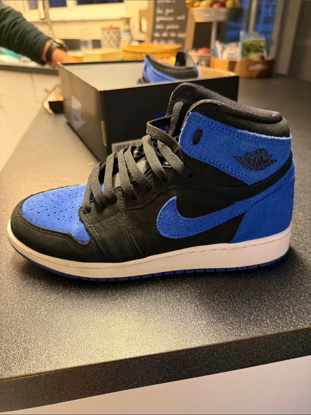 Nike Air Jordan 1 Mid Black & Royal Blue Suede Sneakers